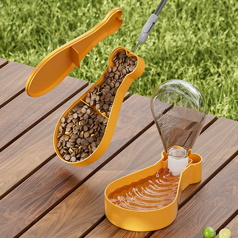 PawTrek Portable Chicken-leg Shaped Dog Food and Water Bowl - Fun Design, Practical Function, Safe Material