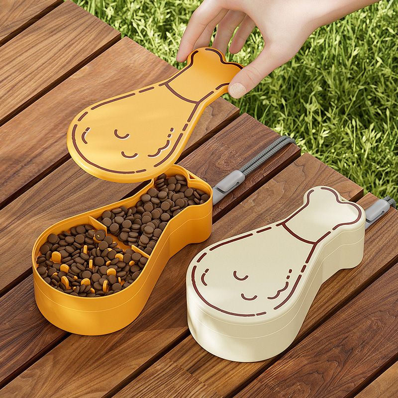 PawTrek Portable Chicken-leg Shaped Dog Food and Water Bowl - Fun Design, Practical Function, Safe Material