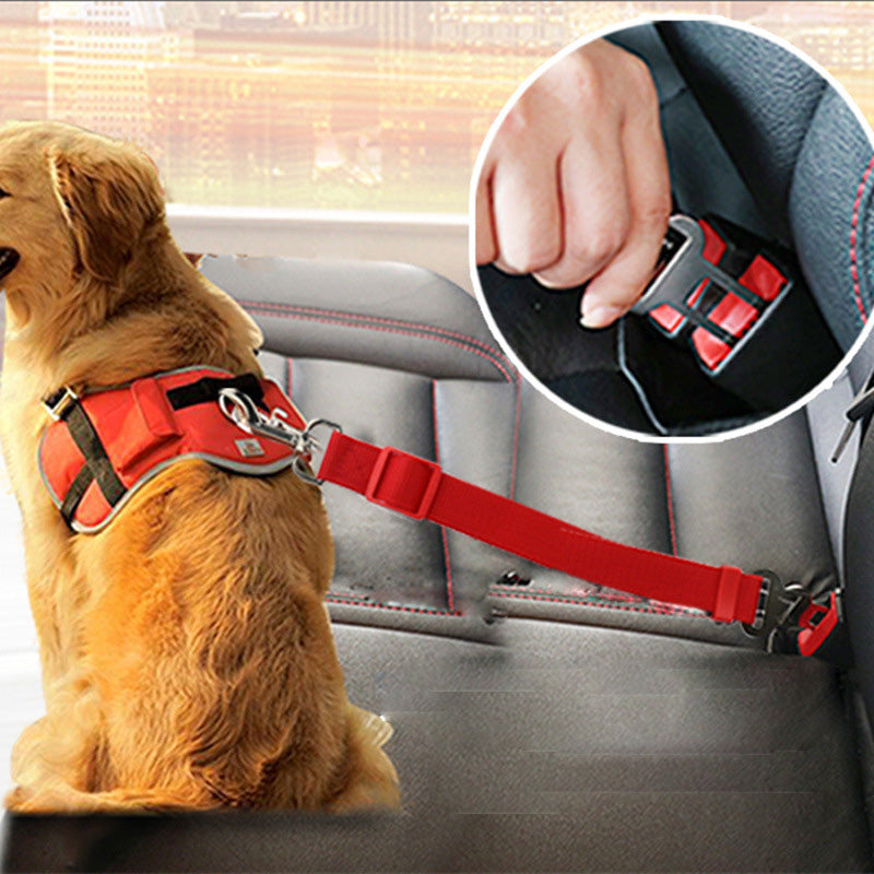 Pet Car Safety Leash - Durable, Adjustable, and Easy-to-Use Seatbelt Leash for Dogs - Available in Black, Red, and Blue