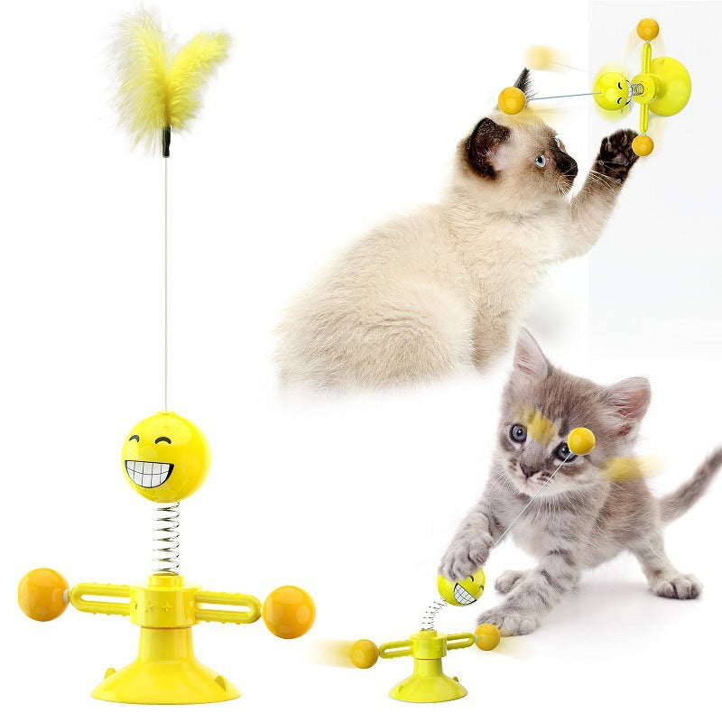 PurrSpin Fun Cat Suction-cup Rotating Toy - Creative Design, Safe Material, Interactive Play