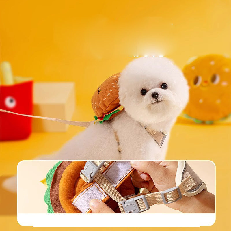 BurgerBark Adorable Burger-shaped Dog Harness and Leash Set - Comfortable, Safe, Eye-catching Design