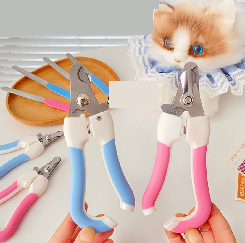 Pet Nail Clipper Set - Anti-Cut Quick Design, Moon-Shaped Blade, Durable & Safe for Dogs and Cats - Pink/Blue (Small/Large Size Options)