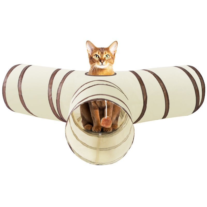 PawPlay Fun Tri-way Tunnel Toy for Cats - Unique Design, Multiple Play Modes, Safe Material