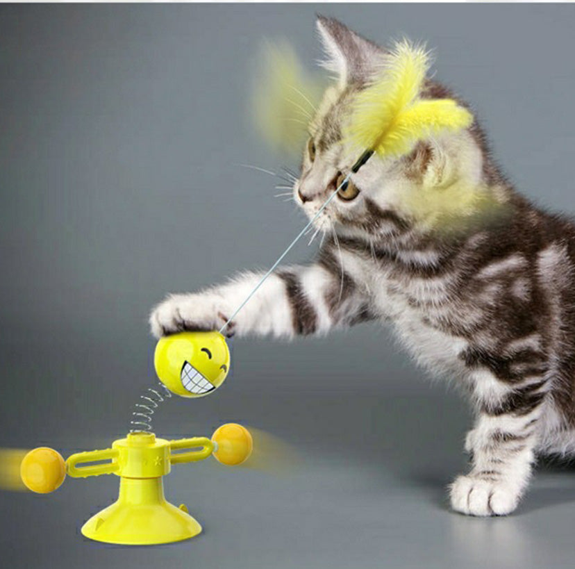 PurrSpin Fun Cat Suction-cup Rotating Toy - Creative Design, Safe Material, Interactive Play