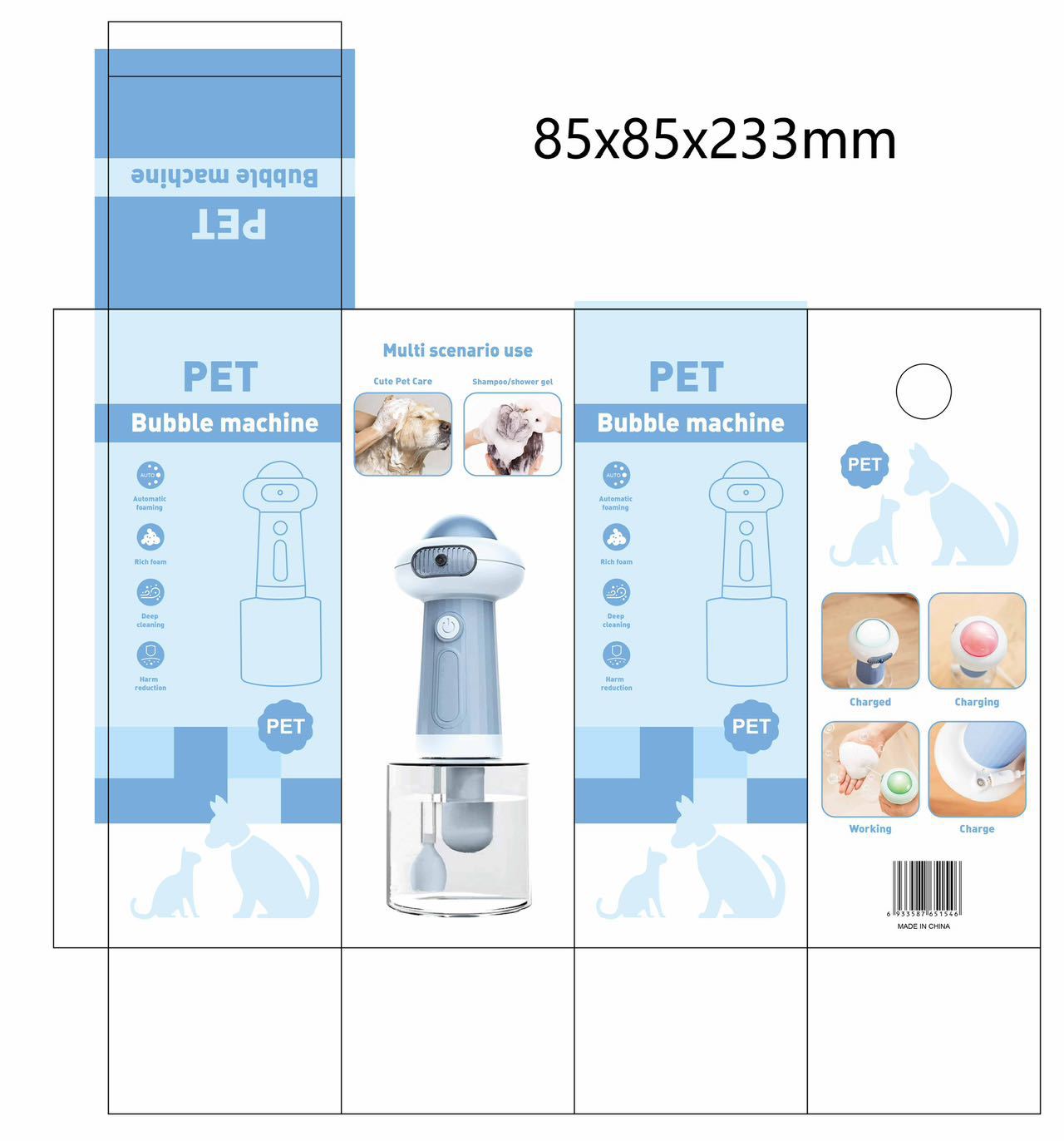 PawSpa All-in-One Pet Shower Gadget - USB Rechargeable, Built-in Brush, Detachable Liquid Container for Dogs & Cats