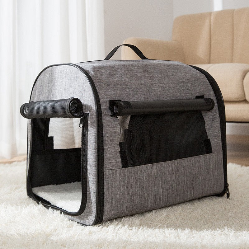 PawJourney Portable Gray Pet Travel Bag - Simple Design, Ventilated, Safe